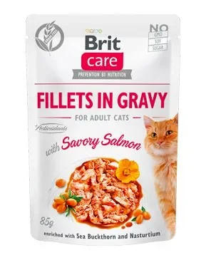 Hrana umeda pentru pisici Brit Care Fillets in Gravy cu somon 85 gr