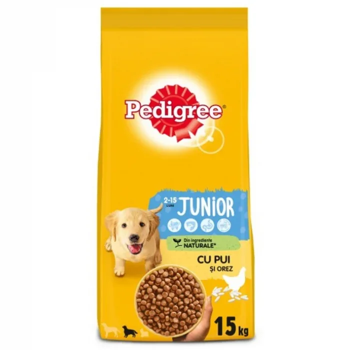 Hrana uscata pentru caini Pedigree Junior Talie Medie cu pui  orez 15 kg