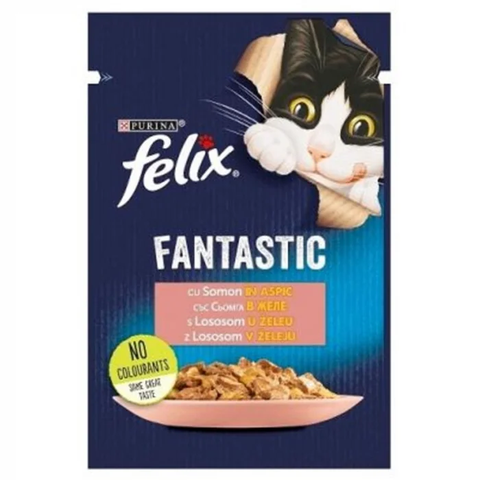 Set 26 buc x 85 gr Hrana umeda pentru pisici Felix Fantastic cu somon