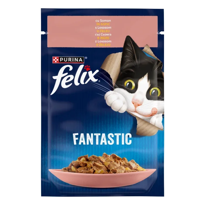 Hrana umeda pentru pisici Felix Fantastic cu somon 85 gr