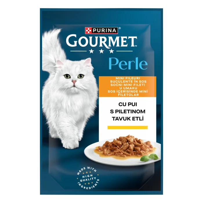 Hrana umeda pentru pisici Gourmet Perle cu pui in sos 85 gr