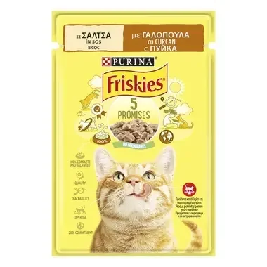 Hrana umeda pentru pisici Friskies Adult cu curcan in sos 85 gr