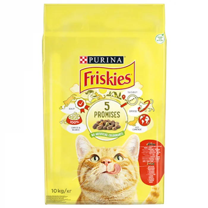Hrana uscata pentru pisici Friskies cu vita legume 10 kg