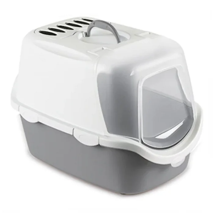 Litiera acoperita Stefanplast Cathy Easy Clean Stone Grey White 56x40x40 cm