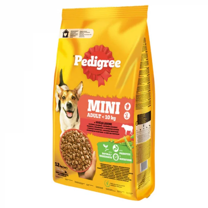 Hrana uscata pentru caini Pedigree Mini Adult cu vita  legume 12 kg