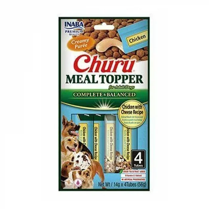 Recompense pentru caini Churu Meal Topper cu pui  branza 4 buc x 14 gr