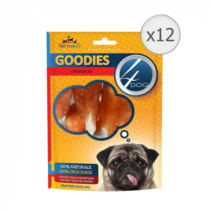 Set 12 buc x Recompense pentru caini Goodies Classic Chicken Leg 100 gr