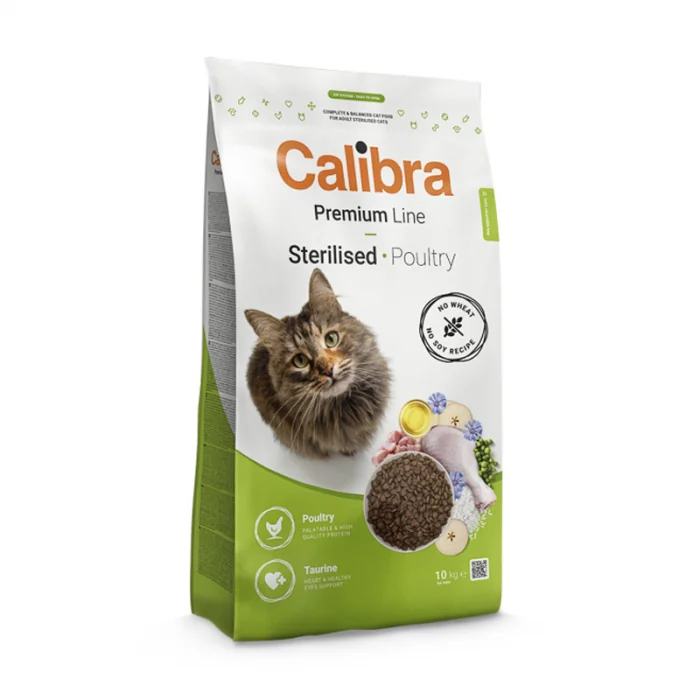 Hrana uscata pentru pisici Calibra Premium Line Sterilised cu pui 10 kg