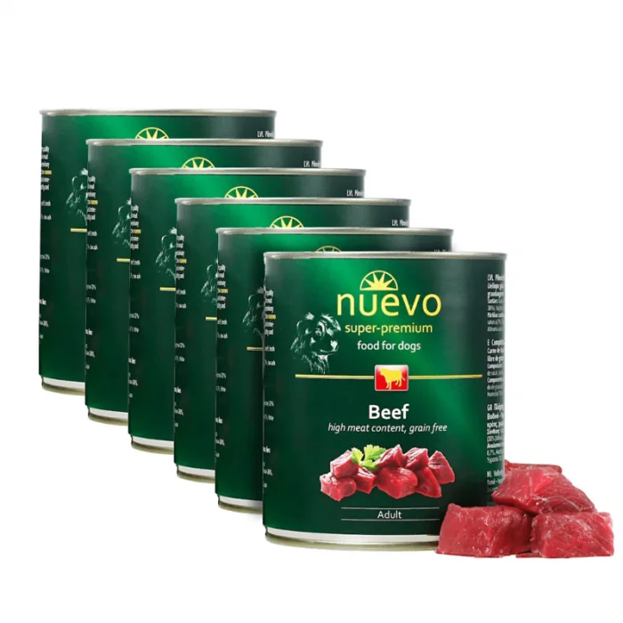 Set 6 buc x 800 gr Conserve pentru caini Nuevo cu vita