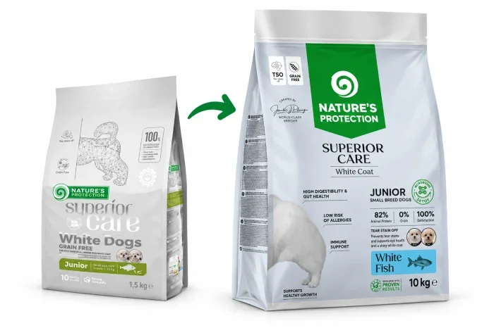 Hrana uscata pentru caini Nature s Protection Superior Care White Dogs Junior cu peste alb 10 kg