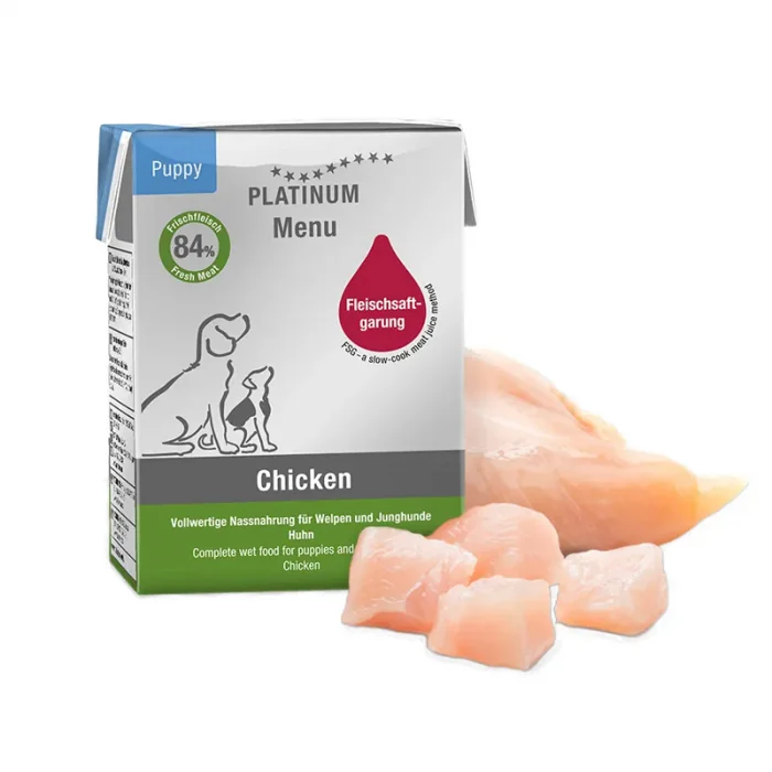Hrana umeda pentru caini Platinum Menu Junior cu pui 185 gr