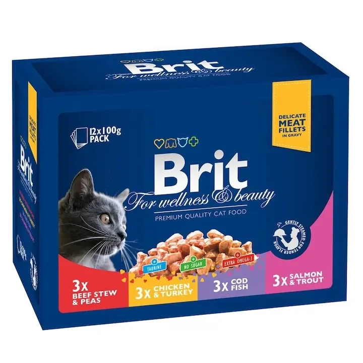 Set 12 buc x 100 gr Hrana umeda pentru pisici Brit Premium Family Variety