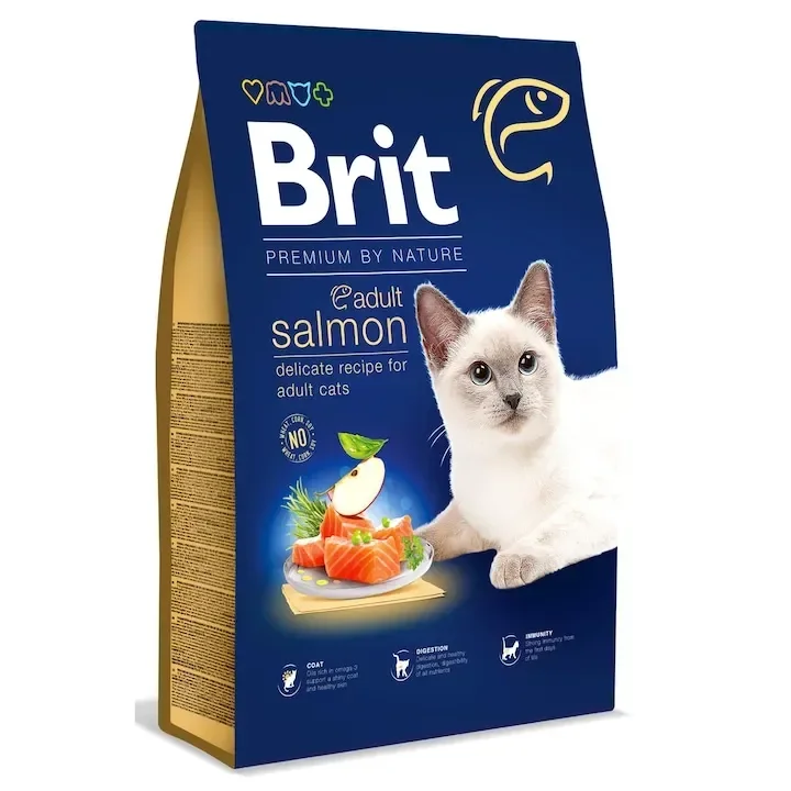 Hrana uscata pentru pisici Brit Premium by Nature Adult cu somon 8 kg