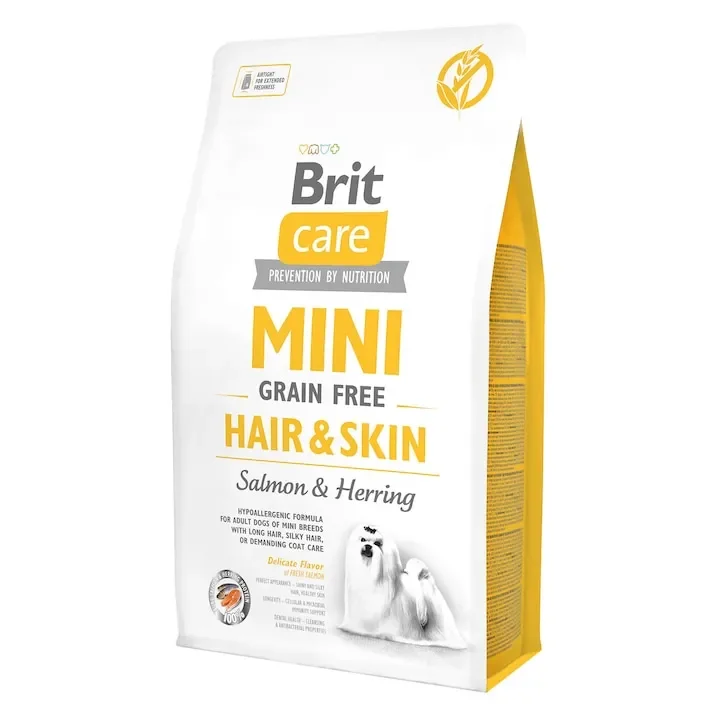 Hrana uscata pentru caini Brit Care Grain Free Mini Adult Hair  Skin 2 kg