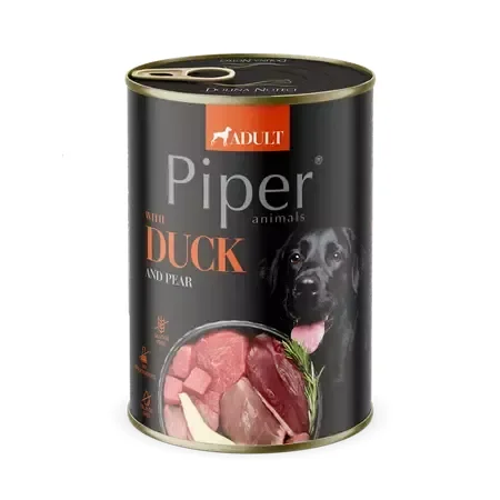Conserva pentru caini Piper Adult cu rata  pere 400 gr