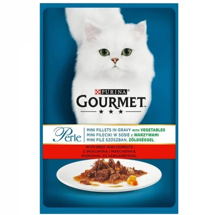 Set 26 buc x 85 gr Hrana umeda pentru pisici Gourmet Perle Mini Fileuri cu vita  morcovi in sos