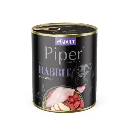 Conserva pentru caini Piper Adult cu iepure  mar 800 gr