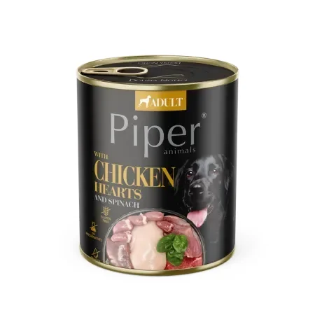 Conserva pentru caini Piper Adult cu inimi de pui  spanac 800 gr