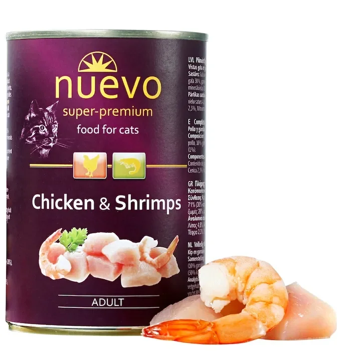 Conserva pentru pisici Nuevo cu pui  creveti 400 gr