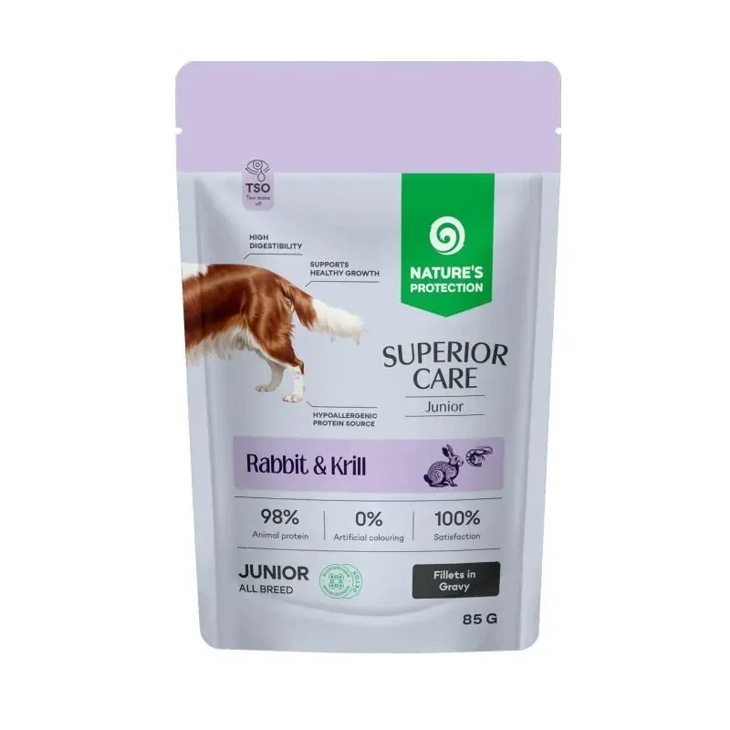 Hrana umeda pentru Grain Free Nature s Protection Superior Care Junior cu iepure  krill 85 gr