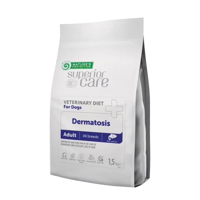 Hrana dietetica pentru caini Nature s Protection Superior Care Veterinary Diet Dermatosis cu somon 1,5 kg