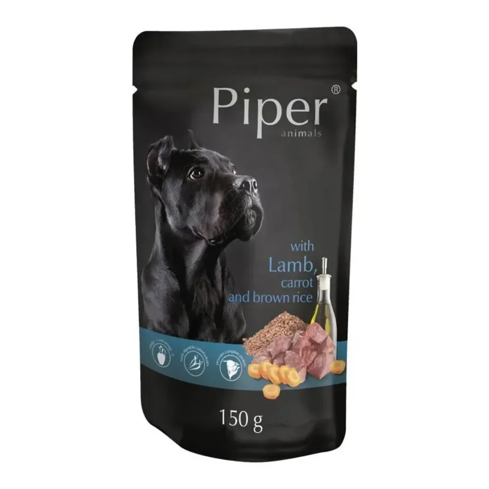 Hrana umeda pentru caini Piper Adult cu miel  morcov 150 gr