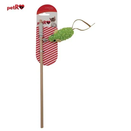 Jucarie pentru pisici Undita Soarece Verde 30 cm