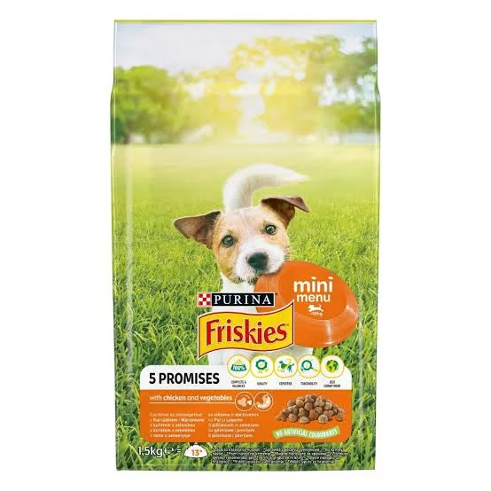 Hrana uscata pentru caini Friskies Mini Adult Menu cu pui legume 1,5 kg