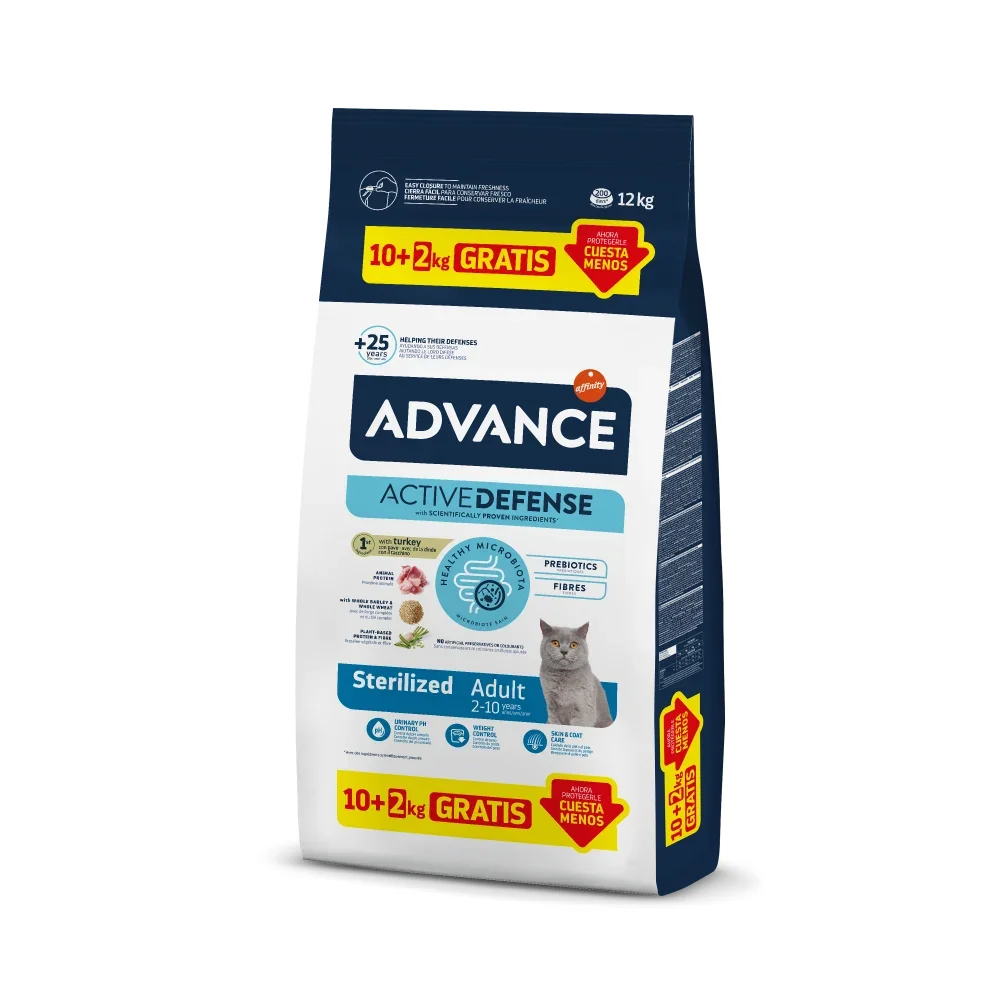 Hrana uscata pentru pisici Advance Adult Sterilised cu curcan 10 + 2 kg GRATIS