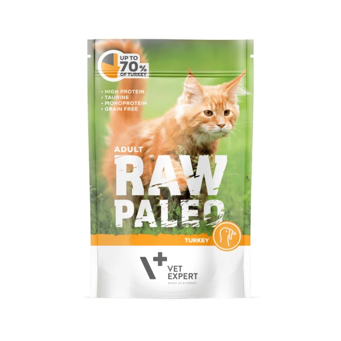 Hrana umeda pentru pisici Raw Paleo Adult cu curcan 100 gr