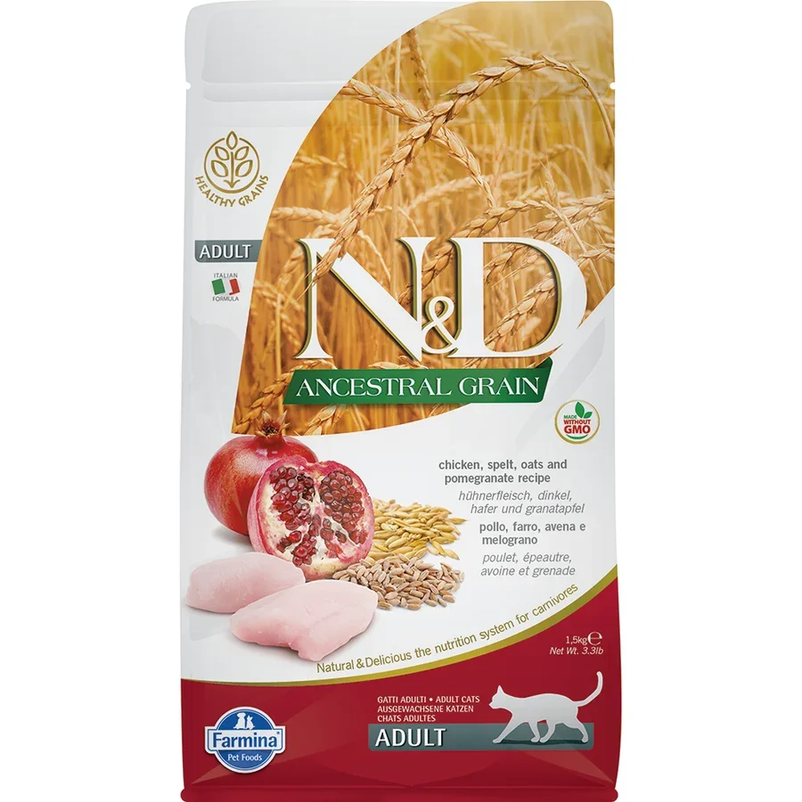 Hrana uscata pentru pisici Farmina ND Ancestral Grain cu pui  rodie 1,5 kg