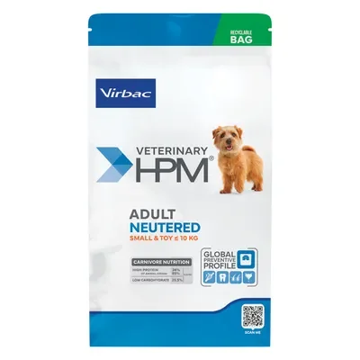 Hrana uscata pentru caini Virbac HPM Adult Neutered Small  Toy 7 kg