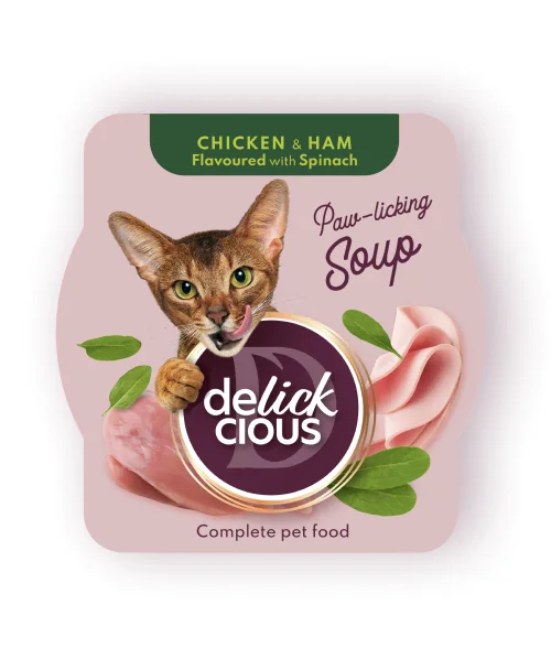 Delickcious Pisica Plic Supa Pui Cu Sunca Si Spanac 80 g
