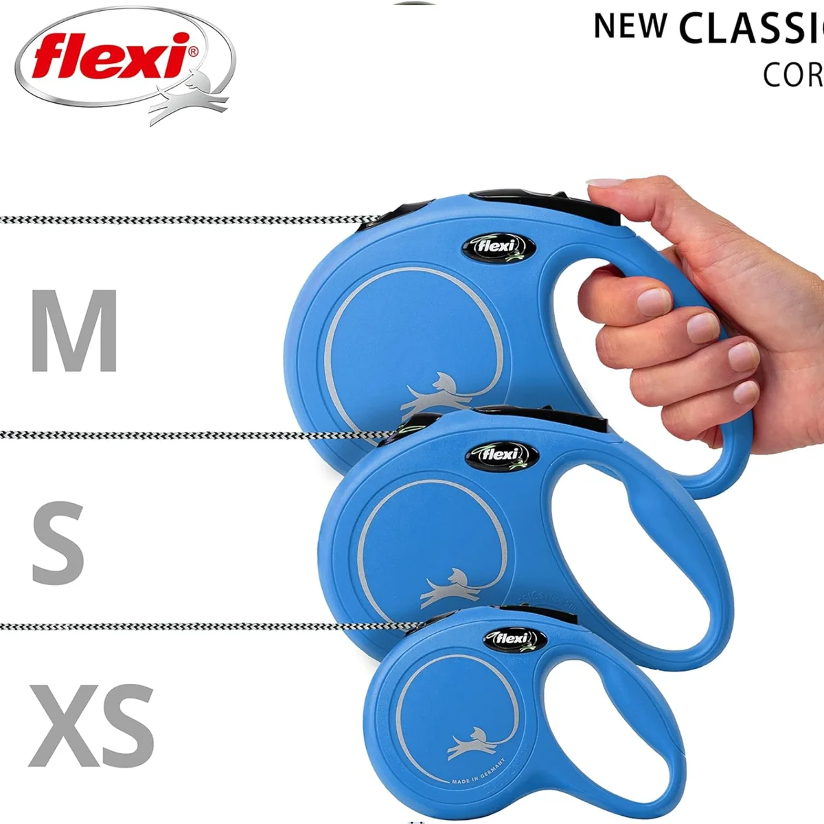Flexi Lesa New Classic Cord S 5 m Albastra