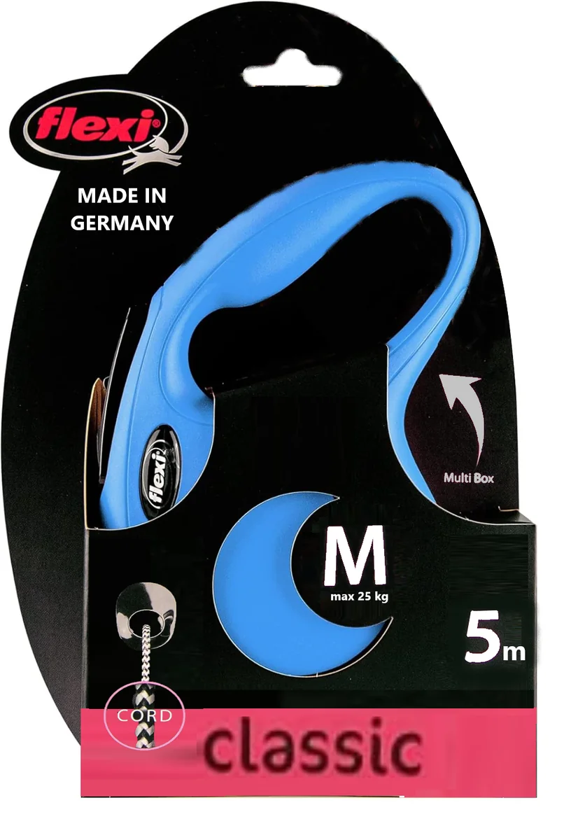 Flexi Lesa New Classic Cord M 5 m Albastra