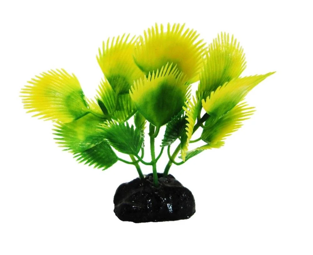 Resun Planta Plastic Palm Leaf Green/Yellow 8 cm