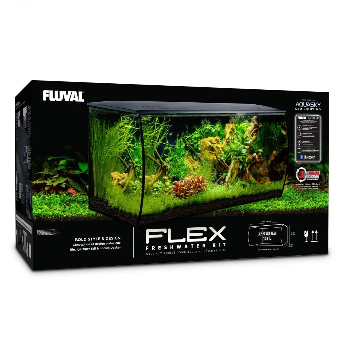 Fluval Acvariu Flex Negru 123 L