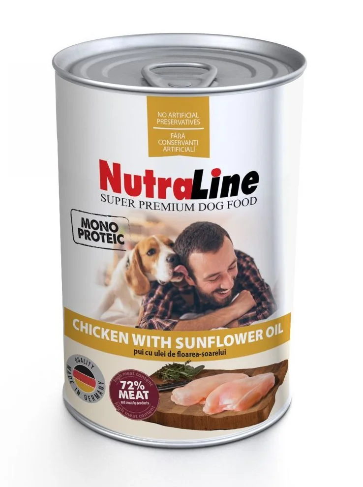 Nutraline Dog Conserva Adult Monoprotein Pui Ulei De Floarea-Soarelui 400 g