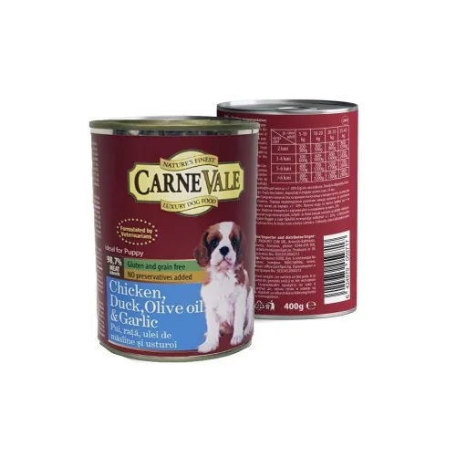 Carnevale Dog Conserva Junior Pui/Rata/Usturoi/Ulei Masline 400 g