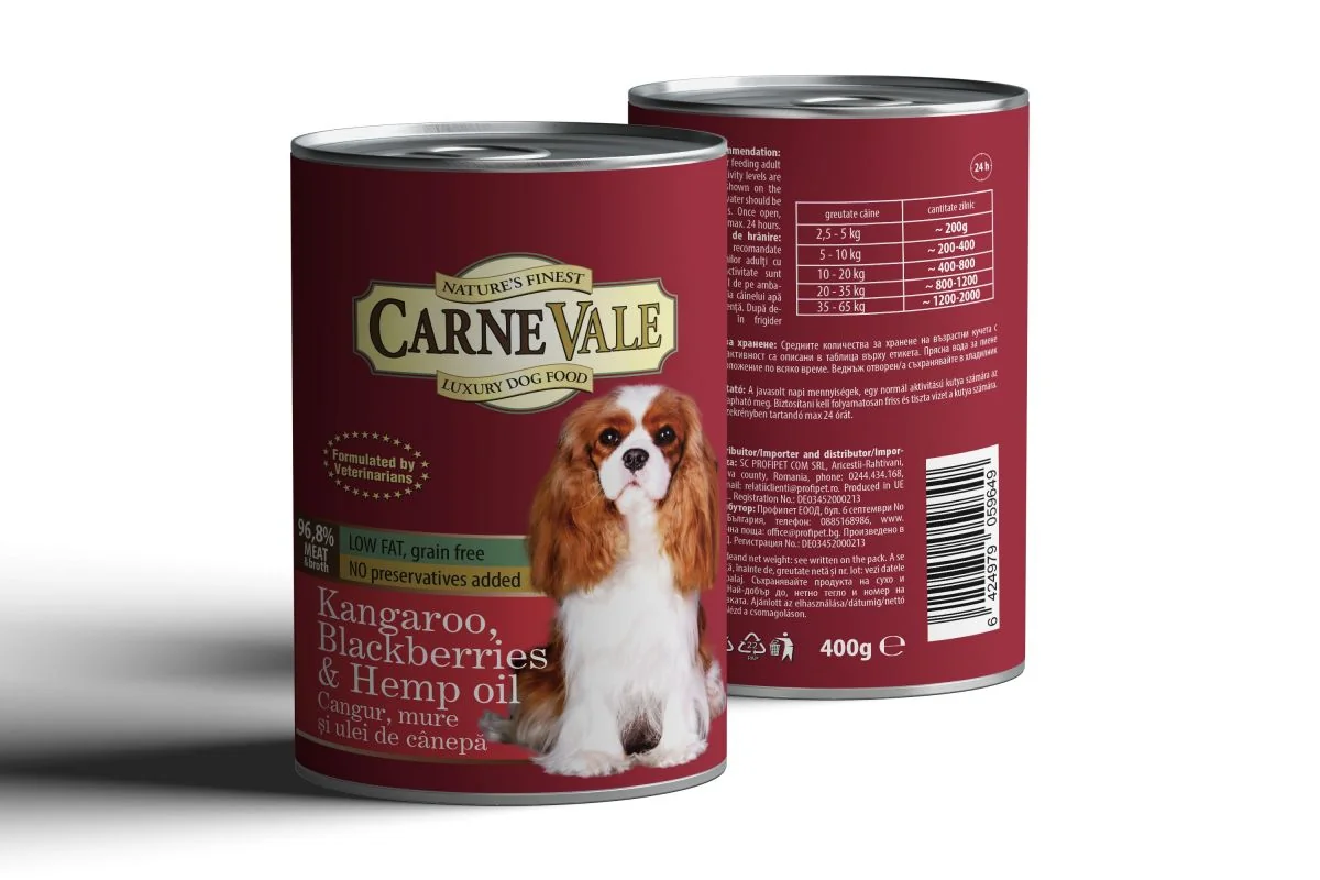 Carnevale Dog Conserva Cangur/Mure/Ulei Canepa 400 g