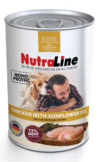 Nutraline Dog Conserva Adult Monoprotein Pui Ulei De Floarea-Soarelui 800 g