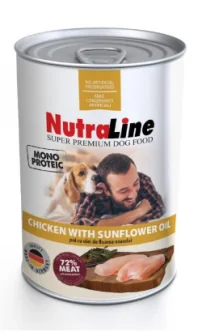 Nutraline Dog Conserva Adult Monoprotein Pui Ulei De Floarea-Soarelui 800 g