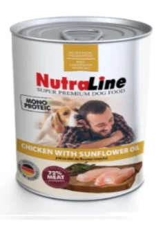 Nutraline Dog Conserva Adult Monoprotein Pui Ulei De Floarea-Soarelui 800 g