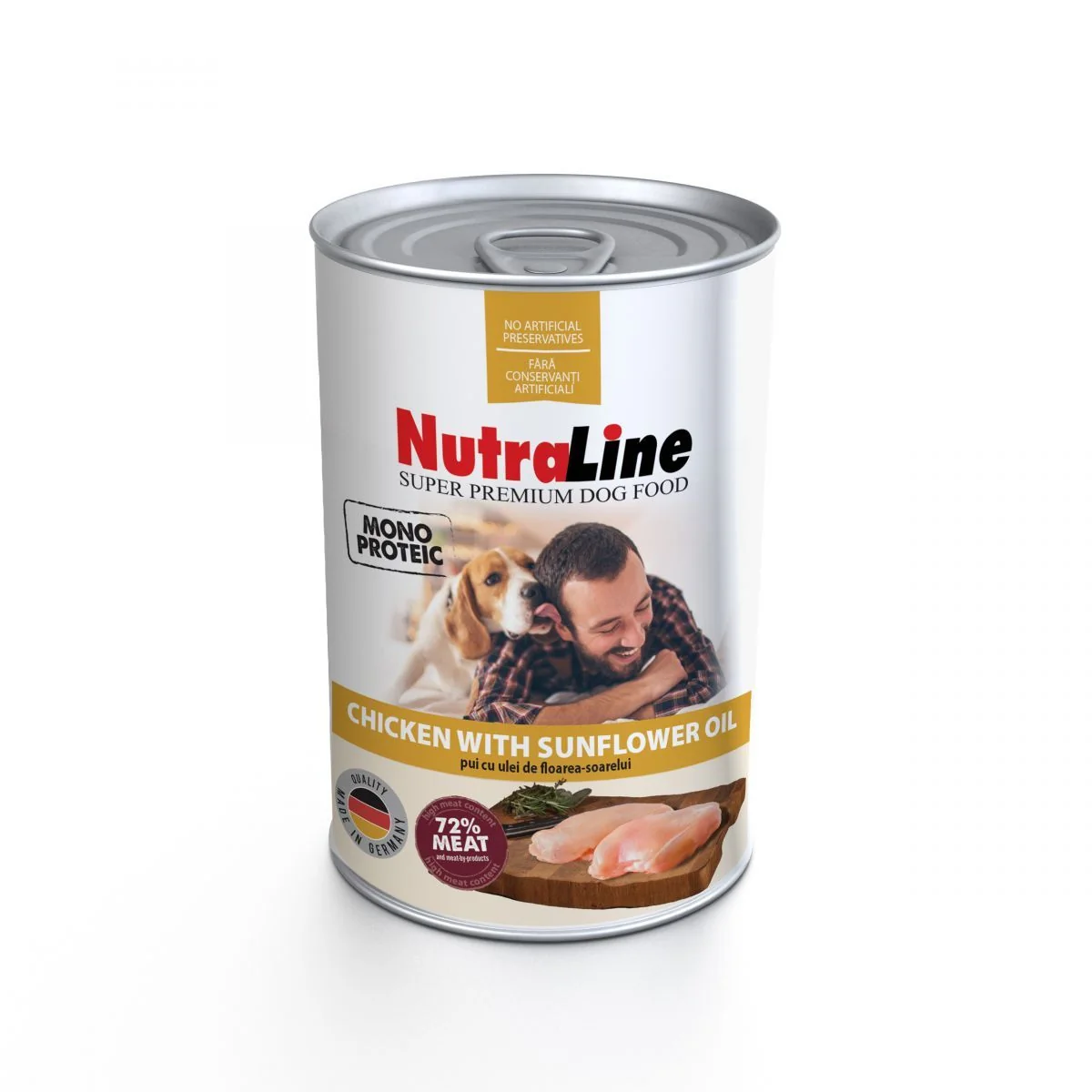 Nutraline Dog Conserva Adult Monoprotein Pui Ulei De Floarea-Soarelui 800 g