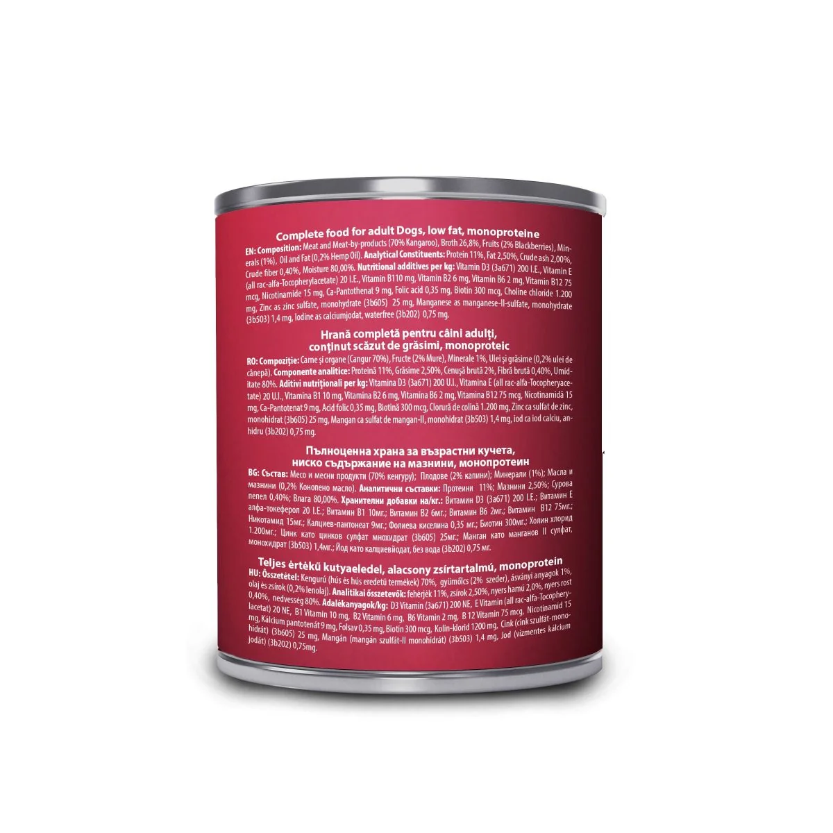 Carnevale Dog Conserva Cangur/Mure/Ulei Canepa 800 g