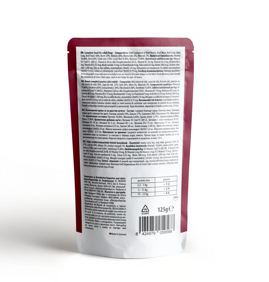 Carnevale Dog Plic Vita/Cerb/Afine 125 g