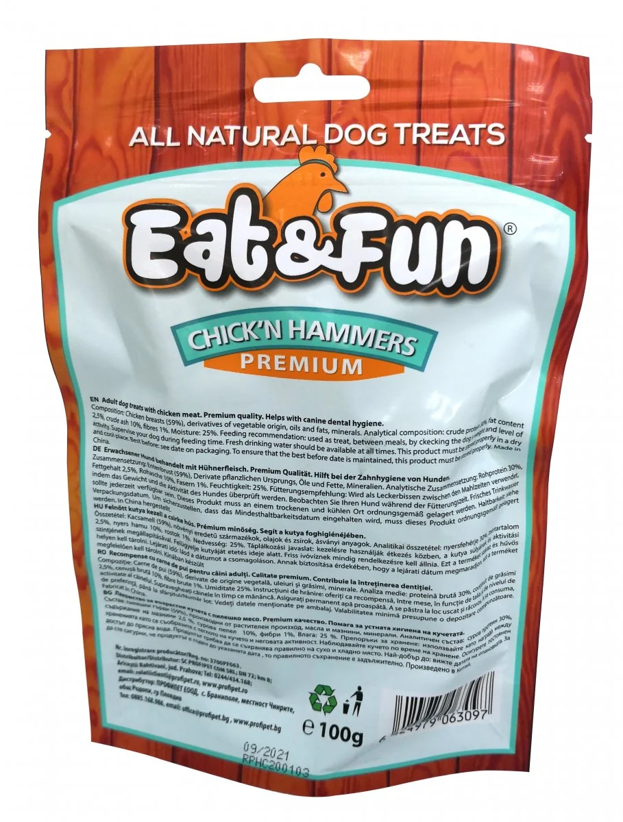 Eat&Fun Recompense Caini Chick'n Hammers 100 g