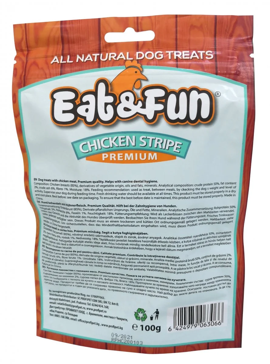 Eat&Fun Recompense Caini Chicken Stripe 100 G