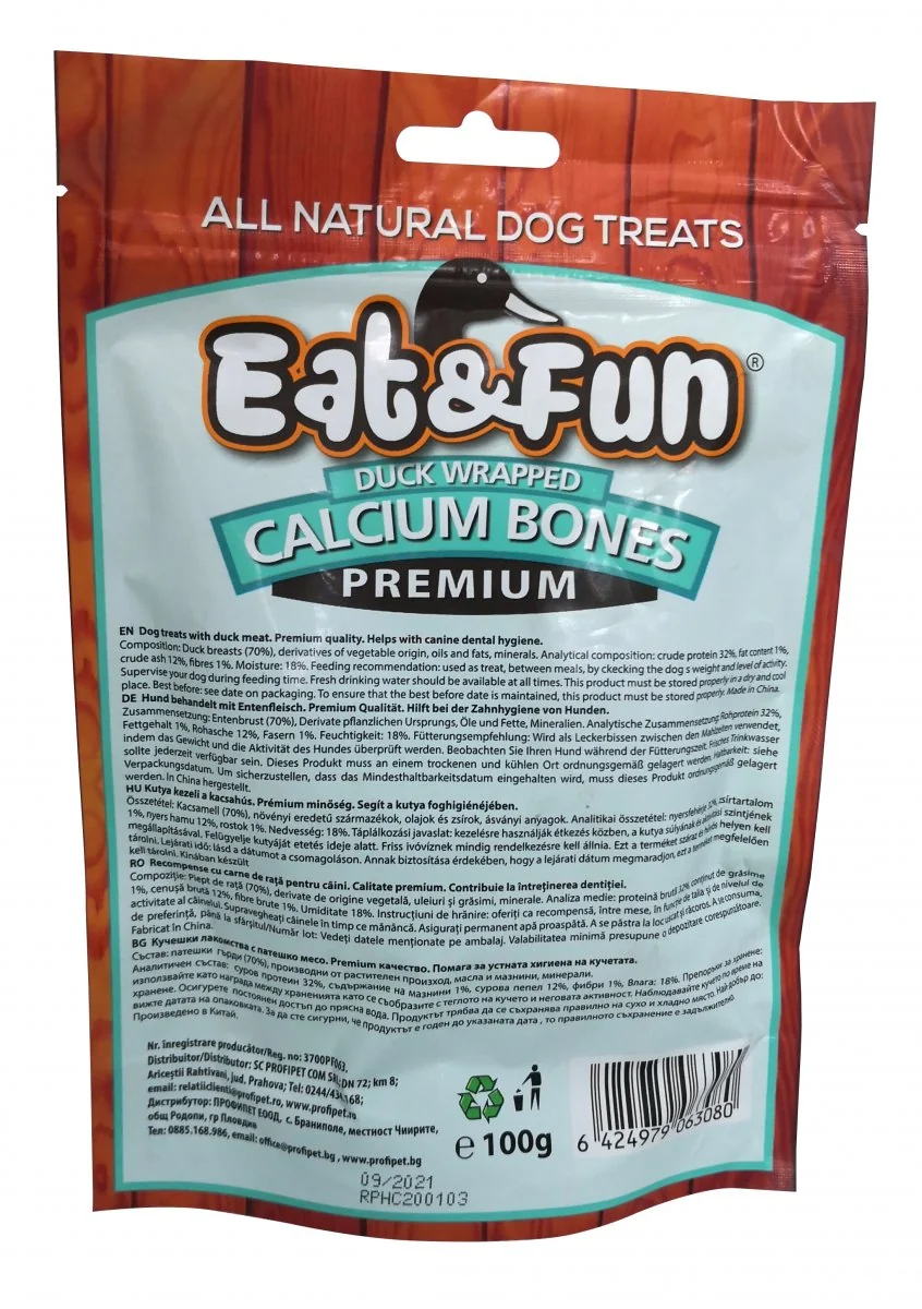 Eat&Fun Recompense Caini Duck Calcium Bone 100 G