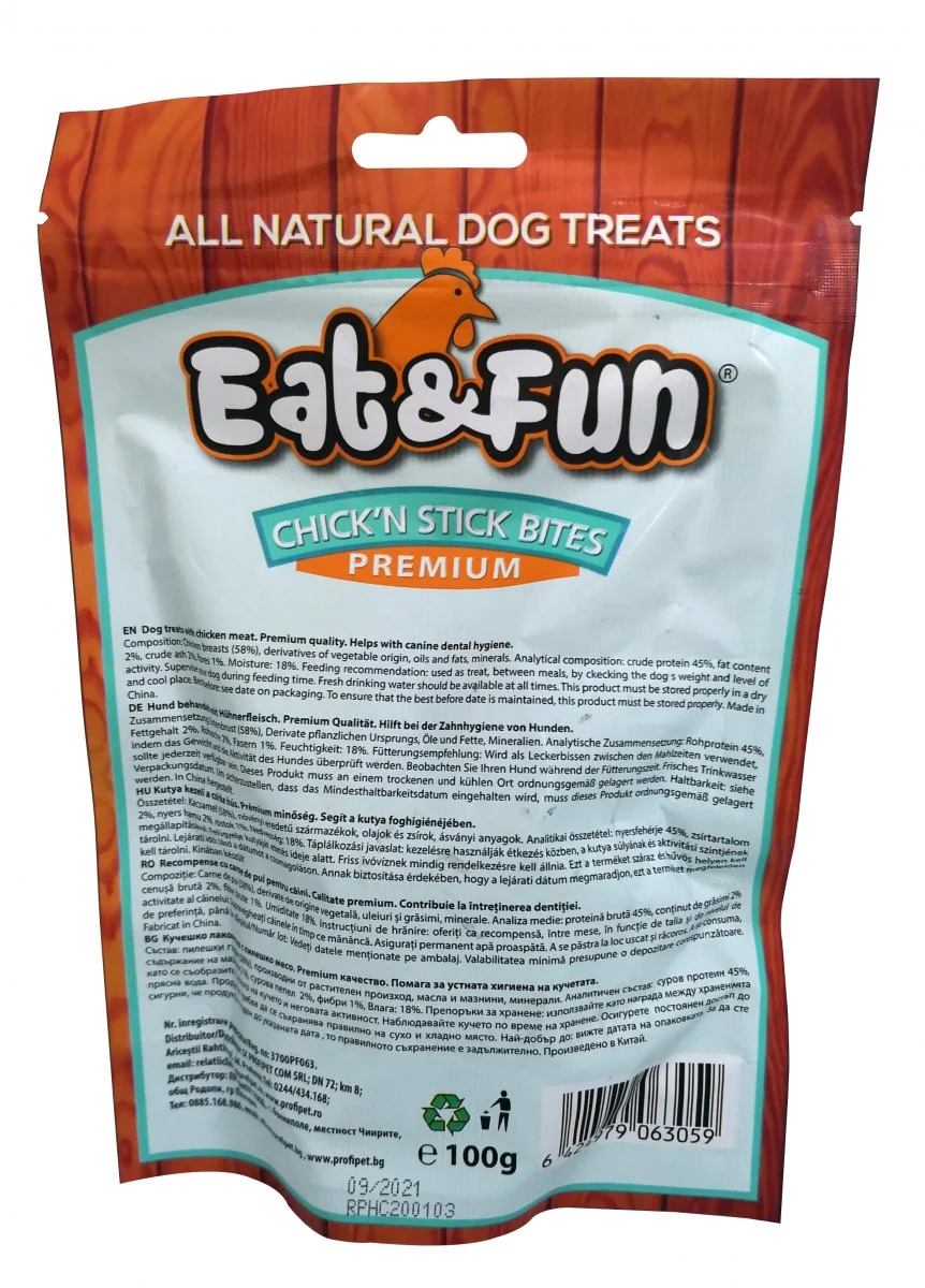 Eat&Fun Recompense Caini Chick'n Stick Bites 100 G
